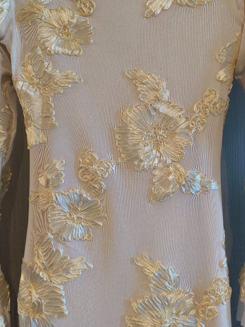Pretty Garden Fashion Brand New With Tags Gold Cream Floral Midi Bodycon Dress - Picture 11 of 12